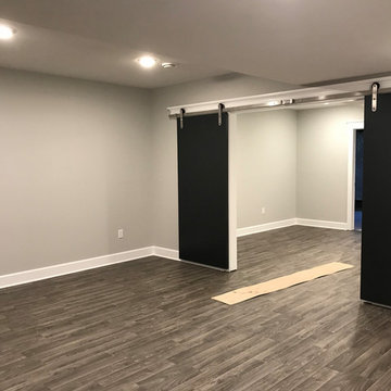Finished Basement with Barn Doors