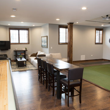 Finished Basement with Golf Simulator in Elgin
