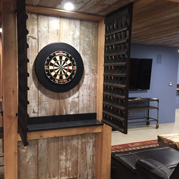 Finished Basement with Re-Claimed Barnboard Ceiling