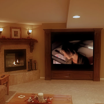 Fireplace and Custom Cabinetry in Highlands Ranch Colorado Basement Finish