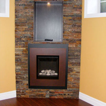 Fireplace with ledge stone surround