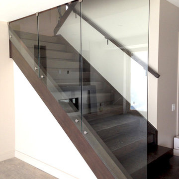 Glengowan residence basement staircase railing  and glass wall