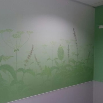 Hand painted digitally produced wallpaper panels