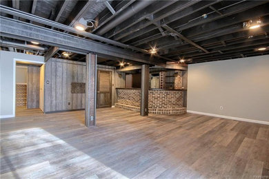 Example of a trendy basement design in Detroit