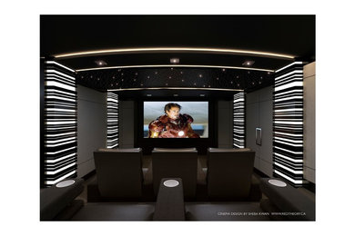 Example of a minimalist home theater design in Toronto