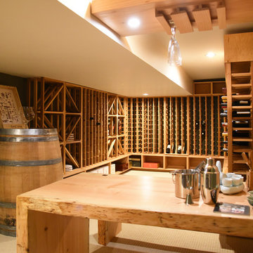 Japanese style Basement Winery and live edge table