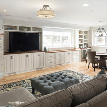Light and airy lower level entertainment room | Che Bella Interiors
