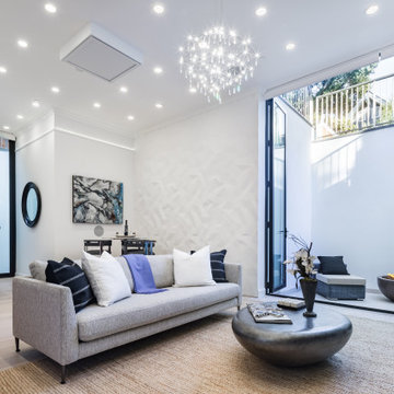 Light flooded basement living room