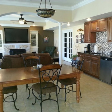 Living room, kitchen and dining area