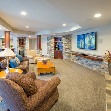 Loveland Traditional Lower-Level Remodel with Stone Accent Wall
