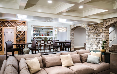 Basement of the Week: Stone Arches, a Fun Ceiling and a Secret Door