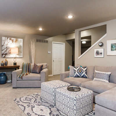 Example of a transitional basement design in Kansas City