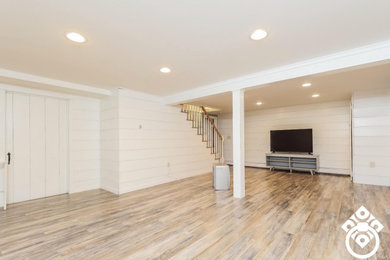 Example of a transitional basement design in Boston