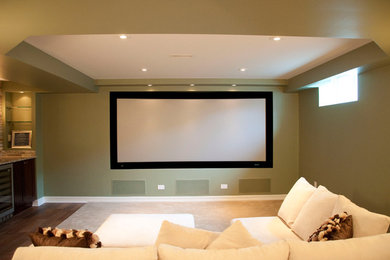 Example of a trendy home theater design in Ottawa