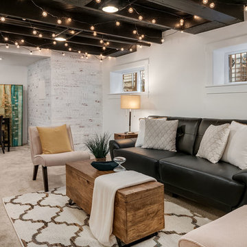 75 Carpeted Basement Ideas You Ll Love, Magic Wall Basement Ideas For Living Room