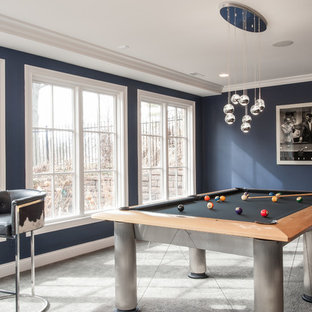 Pool table make over- new felt top.Paint, light fixture carpet and Bistro table.