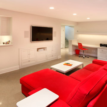 Red and white basement