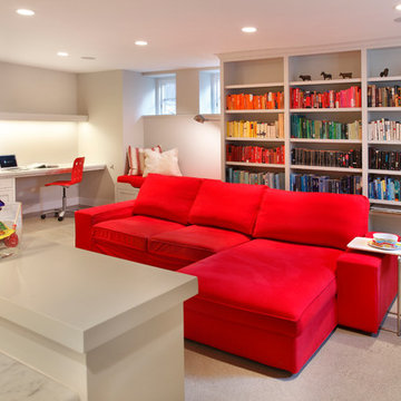 Red and white basement