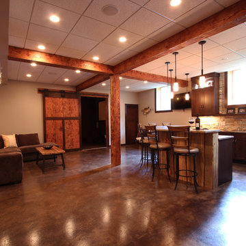 Rustic Basement with Great Entertaining Space