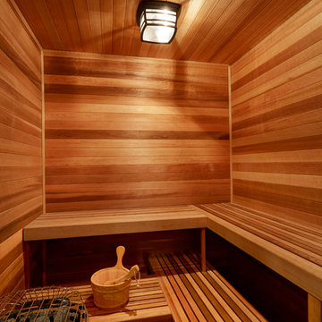 Sauna in Lower Level Features Western Red Cedar Walls and Ceiling