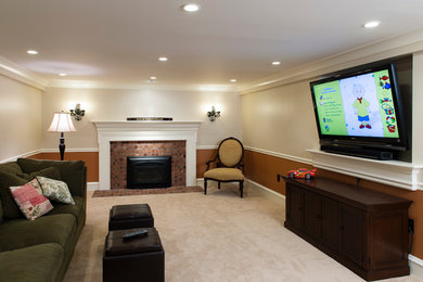 Inspiration for a transitional basement remodel in Cleveland