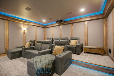 Inspiration for a contemporary home theater remodel in Minneapolis