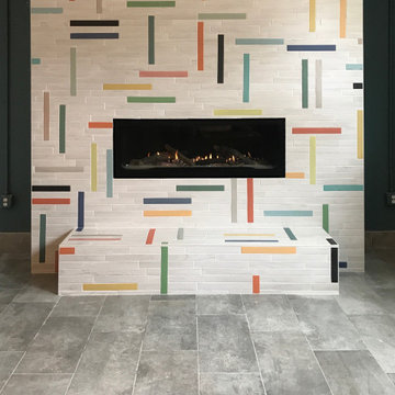 Technicolor Fireplace Surround | Residential Basement