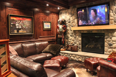 Inspiration for a rustic basement remodel in Other