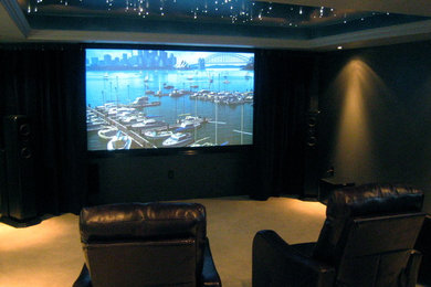 Minimalist home theater photo in Cleveland
