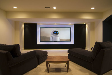 Example of a minimalist home theater design in Atlanta