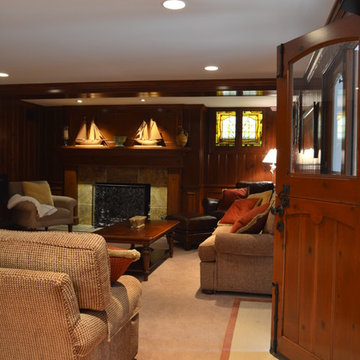 Traditional Paneled Basement Living