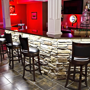 Variable Color Temperature LED Accent Lighting on Stone Bar