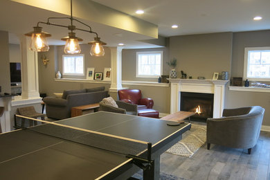 West Chicago Basement with Gaming and Media Areas with Fireplace