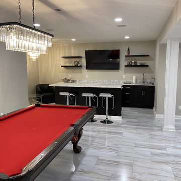 Westerville Basement remodel with bar, game room and theater.