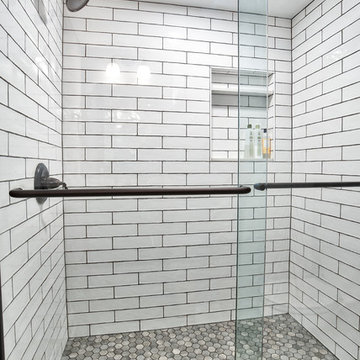 White Subway Tile Guest Shower