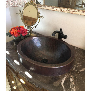 18" Oval Semi Recessed Copper Sink
