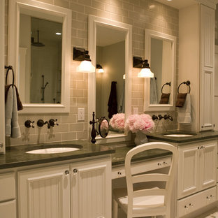 Featured image of post Double Sink Bathroom Lighting - Two sinks have elegant brass faucets and, obviously, separate mirrors above them.