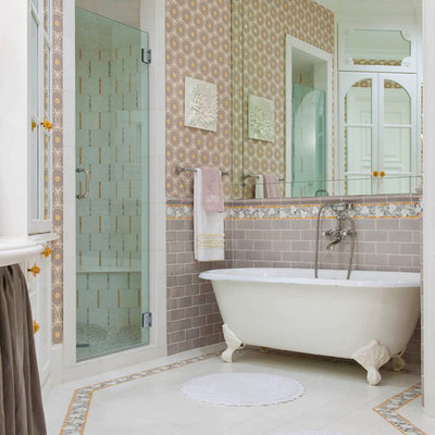 Inspiration for a timeless multicolored tile bathroom remodel in Dallas