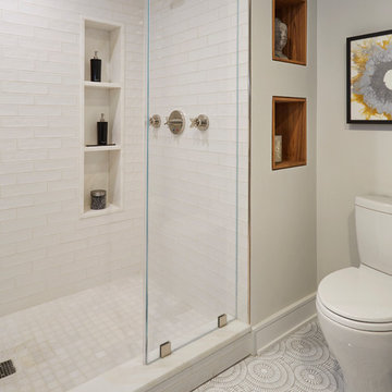 3-Section Shower Niche and Wood-Lined Art Niches