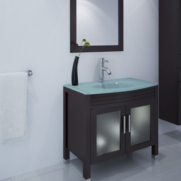 36" Modern Bathroom Vanity With Glass Top - Ludwig by JWH Living