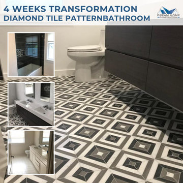 4 Weeks Transformation | Diamond Tile Pattern Bathroom