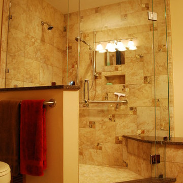 5 Panel Neo-Angle Shower Enclosure w/ partial glass to ceiling