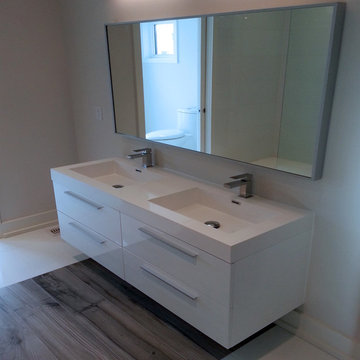 54" Alnöite Modern Wall Mounted Double Basin Bathroom Vanity - High Gloss White