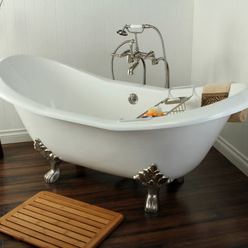 72" Cast Iron Double Slipper Clawfoot Bathtub without Faucet Drillings