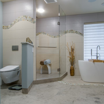 A warm inviting masterbath that is your own spa to relax in.