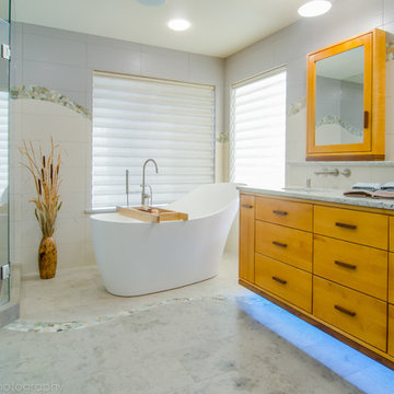 A warm inviting masterbath that is your own spa to relax in.