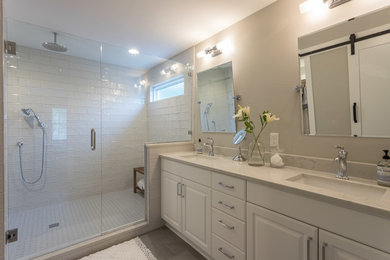 Example of a transitional bathroom design in Raleigh