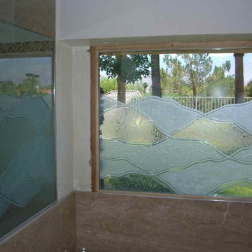 ABSTRACT HILLS - Bathroom Windows - Frosted Glass Designs Privacy Glass