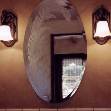 Accent Leaves Decorative Mirror with Etched, Carved Design