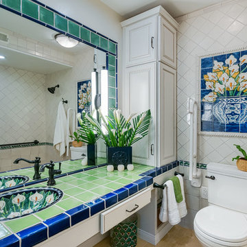 Accessible Bathroom with Pop of Color